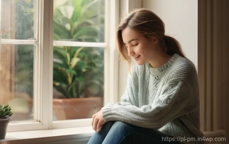 자기 비판과 진정성의 관계 탐구 - **Prompt:** "A serene portrait of a young adult (mid-20s, gender-neutral), dressed in a soft, comfor...