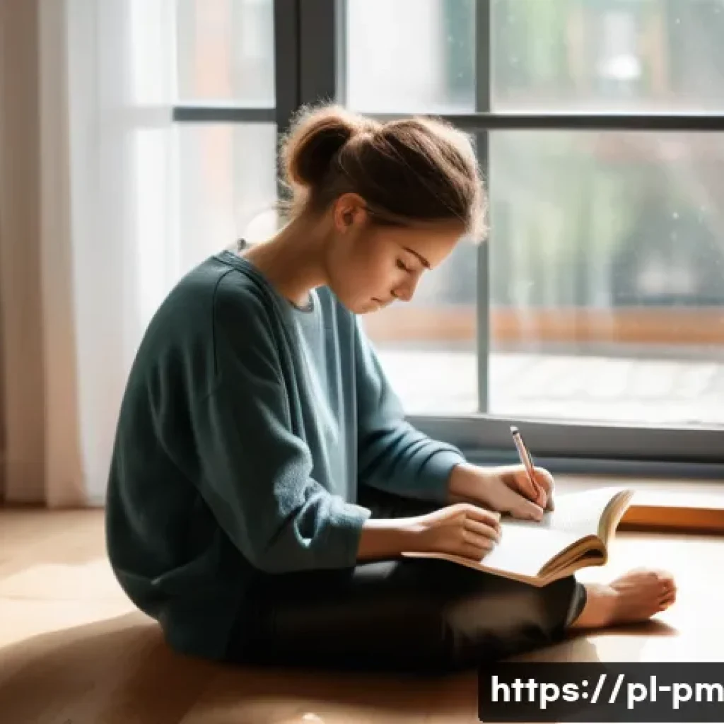 진정성을 찾기 위한 상상력 활용법 - A serene morning scene in a cozy Polish apartment, featuring a thoughtful young adult sitting cross-...